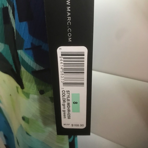 Andrew Marc New York Abstract Print Faux Wrap Dress - Picture 3 of 6